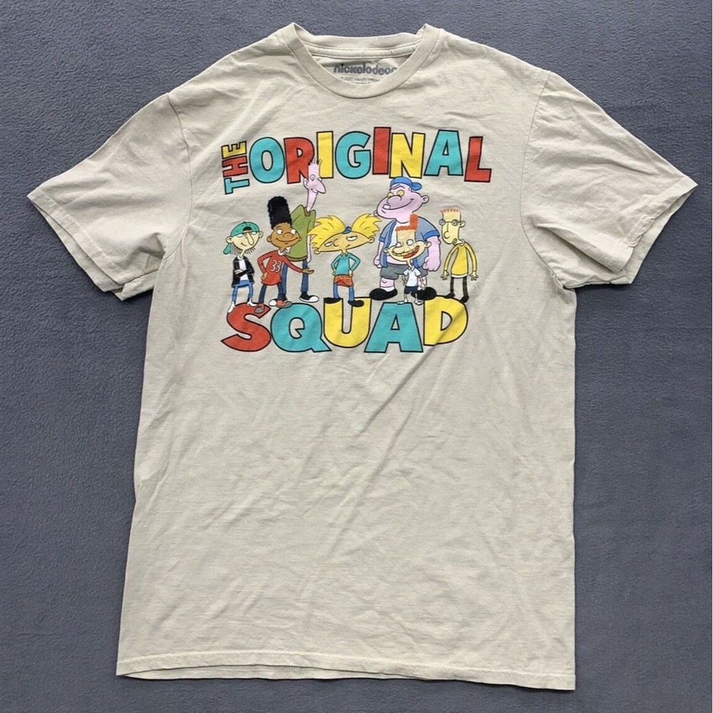 Nickelodeon Graphic Tee T-Shirt Men's Size M Beige THE ORIGINAL SQUAD Crew Neck